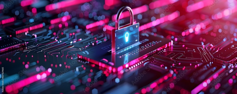 Poster secure digital transactions and encrypted data visualizations for modern online business and e comme