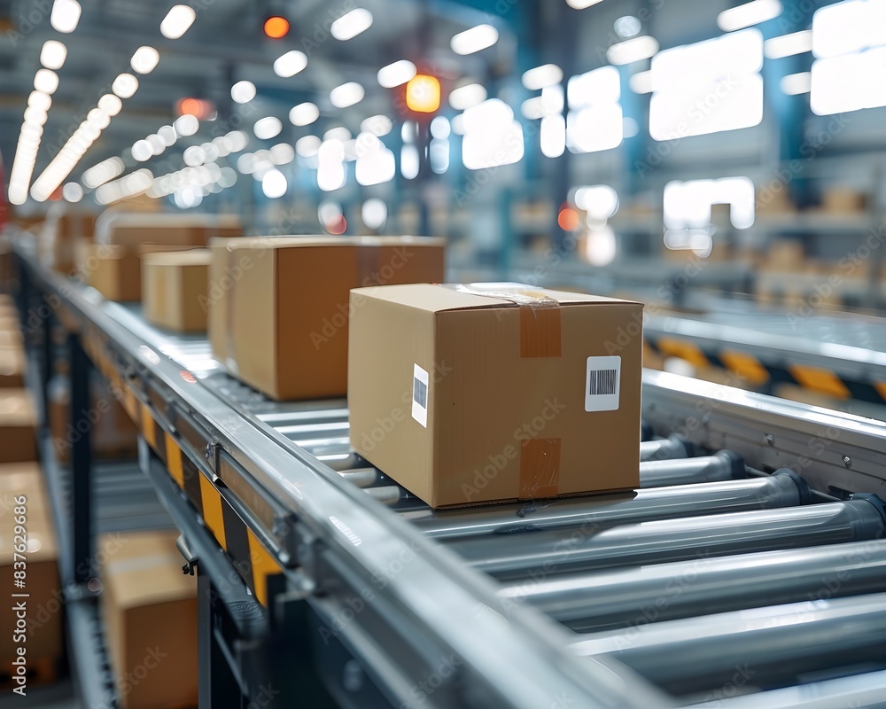 Poster efficient logistics hub powering e commerce fulfillment with streamlined packing and shipping proces