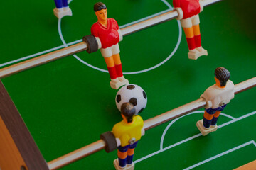 Close-up of a foosball game, sports table football game