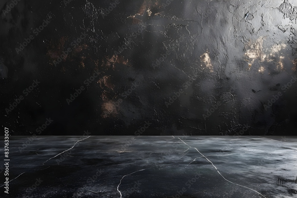 Poster matte black backdrop with subtle texture for vibrant product presentation and copy space