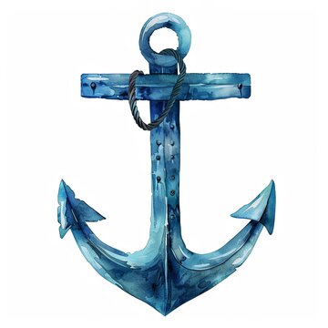 recommend clip art: Nautical anchor watercolor clipart illustration on white background