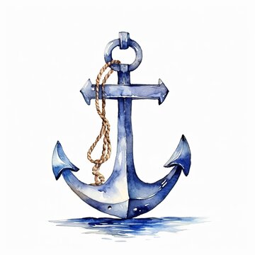 recommend clip art: Nautical anchor watercolor clipart illustration on white background