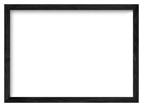 Rectangular picture frame. Old wooden frame, vintage style, with empty space and isolated transparent background with png.