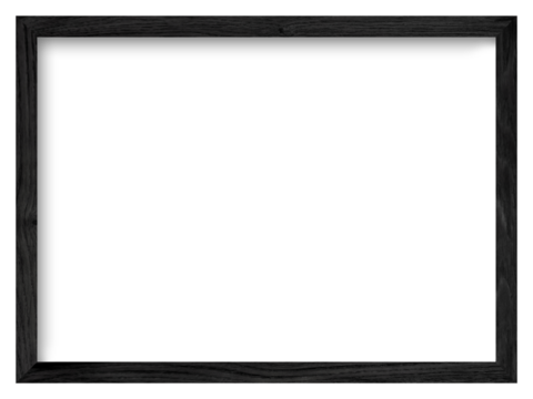 Rectangular picture frame. Old wooden frame, vintage style, with empty space and isolated transparent background with png.
