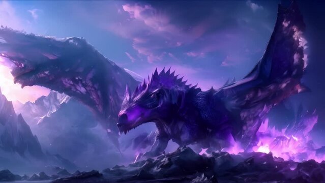 Majestic dark dragon with wings spread mountains in background fantasy world. Concept Fantasy Creatures, Dragon Art, Mountain Landscape, Epic Scenes