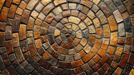 Fototapeta premium Intricate Mosaic Tile Pattern in Warm Earth Tones for Architectural and Interior Decor Concepts