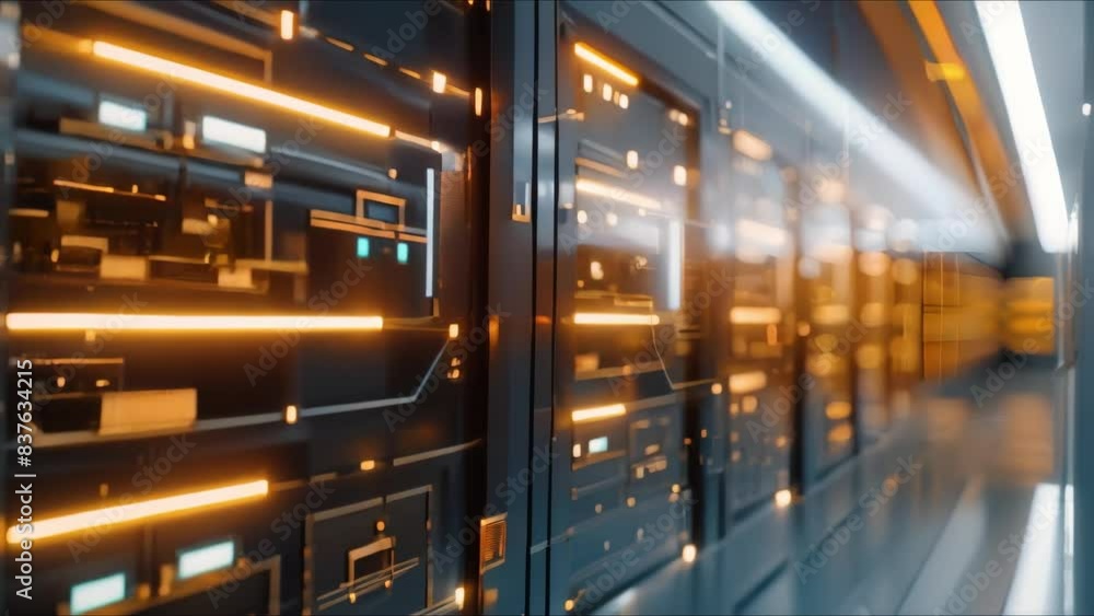 Poster banking services enhanced with digital technology for transactions and data storage. concept digital