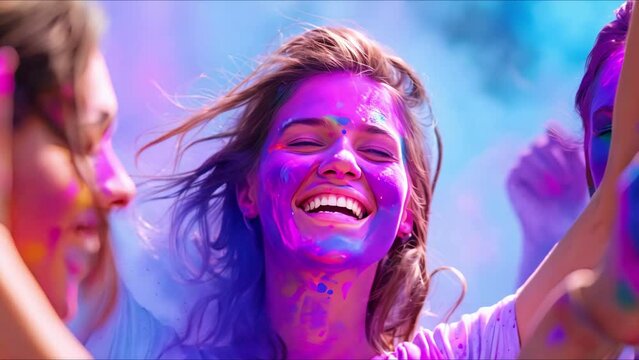 Vibrant Holi celebration with colors music dance and springtime merriment. Concept Holi Festival, Celebration of Colors, Music and Dance, Springtime Merriment, Vibrant Festivities