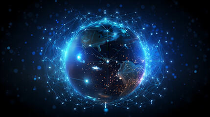 Obraz premium Abstract digital blue globe