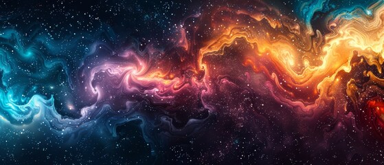 Abstract galaxy pattern, cosmic colors, vibrant and dynamic, copy space