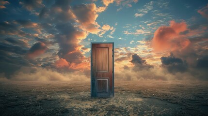 The Door to Opportunity: Photograph a mysterious door standing alone in a surreal landscape, inviting viewers to ponder the possibilities that lie beyond and the courage it takes to open new doors. 