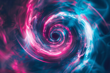 Mesmerizing pink and blue vortex spiral creating a sense of depth and movement. Suitable for abstract art, backgrounds, and modern design elements.
