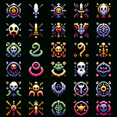 Pixel Art RPG Serpent King Icons