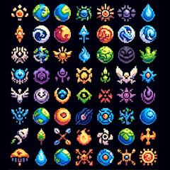 Pixel Art RPG Earth Spirit Icons