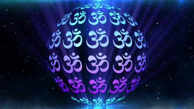 Background of the Omm Symbol Moving Up in a spherical circle