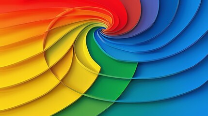 Fototapeta premium A tight shot of a multicolored wallpaper featuring a spiral design, with the rainbow hues concentrated at its core