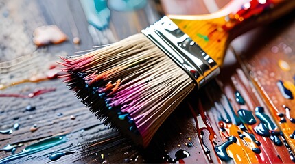 Fototapeta premium A set of brushes and paints for creating art
