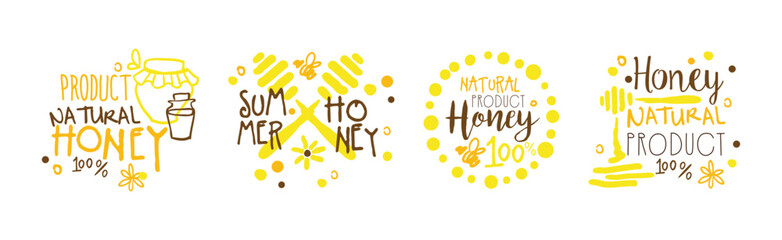 Sweet Honey Product Label and Logo Design Vector Set