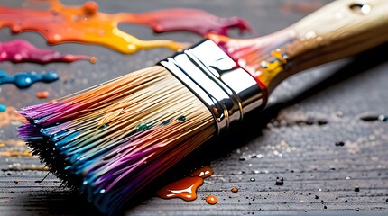 Fototapeta premium A set of brushes and paints for creating art