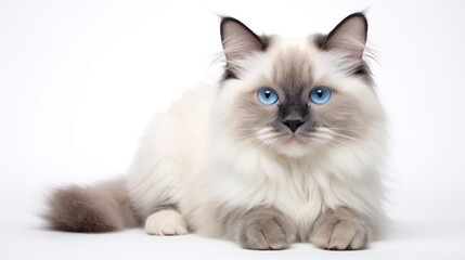 Fototapeta premium a Ragdoll cat on a white background