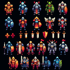 RPG pixel art armors sprite sheet