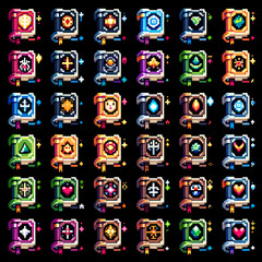 RPG pixel art spellbooks sprite sheet