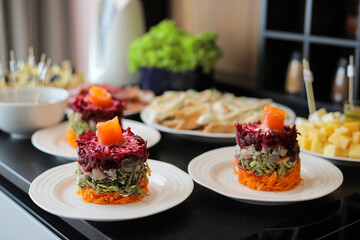 Vegetable salad on a plate on the table