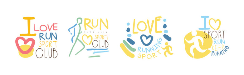 Running Sport Club Logo and Label Design Vector Set