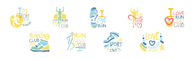 Running Sport Club Logo and Label Design Vector Set