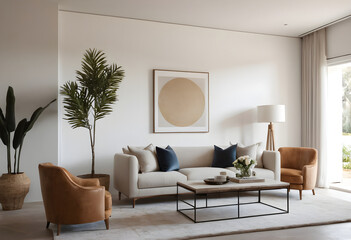 Lounging on a cozy couch in a sunny, spacious living area, admiring the garden from the open doors