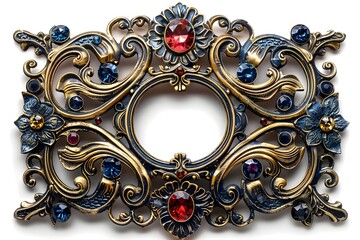 Ornate Golden Frame with Gemstones Suitable for Luxurious Artwork and Premium Artwork Concepts