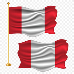 Obraz premium peru independence day with national flag waving fabric illustration png element with pole emoji and clipart transparent background