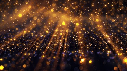 Naklejka premium Three blurred images of golden lights against a black background