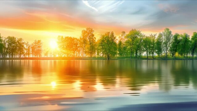 Captivating lake landscape with lush green trees captured on medium format camera. Concept Nature Photography, Lake Landscape, Medium Format Camera, Lush Green Trees