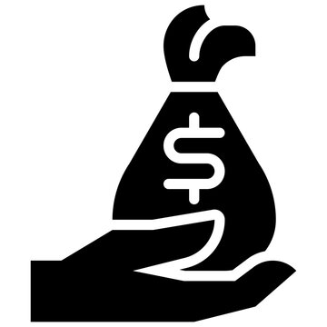 money loan symbol represents a borrower or recipient solid icon