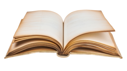 open old book cut out transparent isolated on white background PNG file 
