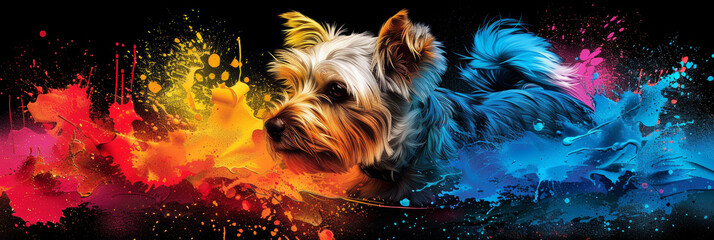 dog in neon colors in a pop art style