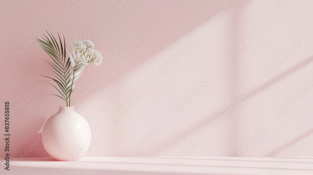 Poster a light pink background with a subtle, soft texture, creating a simple yet sophisticated feel