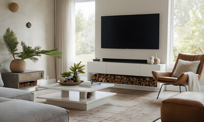 Relaxing in a chic living space with natural touches and an inviting ambiance