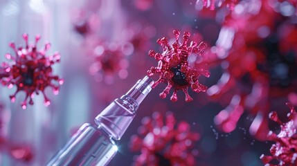 A detailed 3D illustration of a virus vaccine being developed in a laboratory, emphasizing the importance of science in combating public health crises.