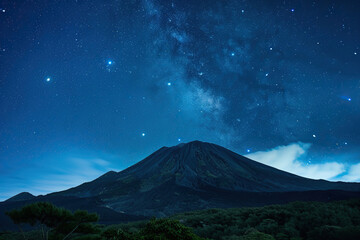 Fototapeta premium Generative ai on theme of mountain range with visible silhouettes through the morning colorful fog