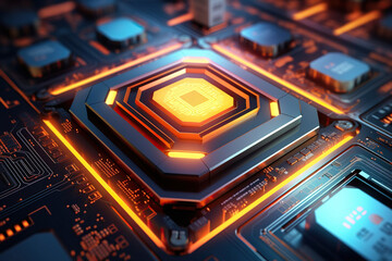 Generative ai on theme of beautiful surface microchip for design natural abstract background