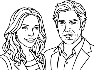 A vector illustration depicting male and female face silhouettes or icons, serving as avatars or profiles for unknown or anonymous individuals. The illustration portrays a man and a woman portrait.
