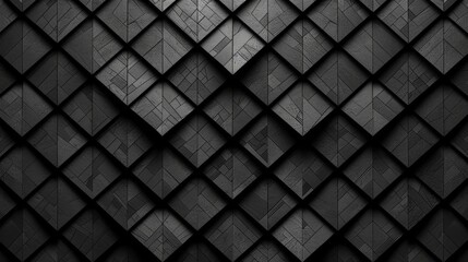 Fototapeta premium central motif, squares and rectangles in relief against a deeply dark charcoal backdrop