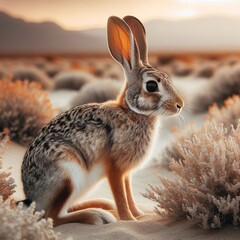 Naklejka premium jackrabbit desert