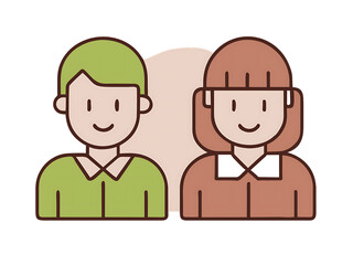 A vector illustration depicting male and female face silhouettes or icons, serving as avatars or profiles for unknown or anonymous individuals. The illustration portrays a man and a woman portrait.
