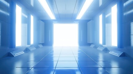 Fototapeta premium Capture the imagination of online viewers with a visually striking photo featuring a blank booth system of graphic resources against a captivating 3D render, ideal for online branding and marketing.