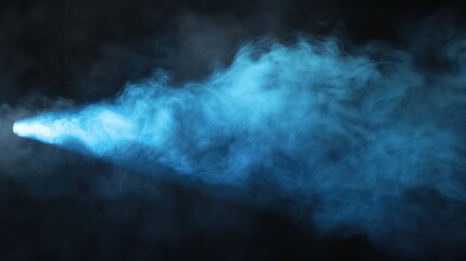 Create a visually captivating photo featuring a blue vector spotlight piercing through smoke volume light effects on a black background, evoking the atmospheric ambiance of a stadium.