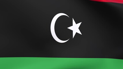 Waving flag of Libya Animation 3D render Method - Powered by Adobe