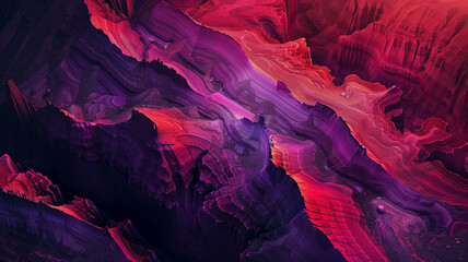 an expansive canyon with walls carved in vibrant red and purple hues